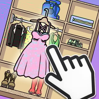 Pink dress in a closet being organized