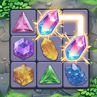 Fantasy gem-matching game with dwarves and crystals