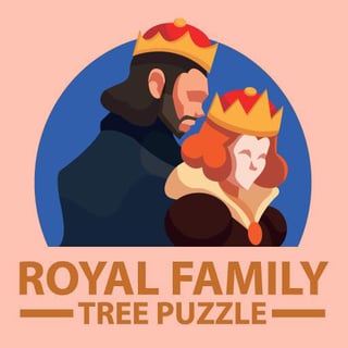 Puzzle game showing royal characters and family tree clues